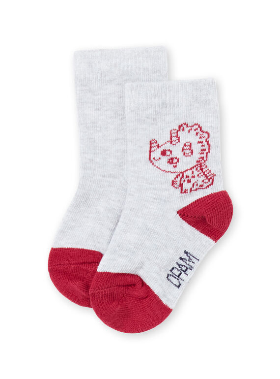 Chaussettes grises et rouges à motifs dinosaures bébé garçon MYUJOCHOU1 / 21WI101ASOQ943