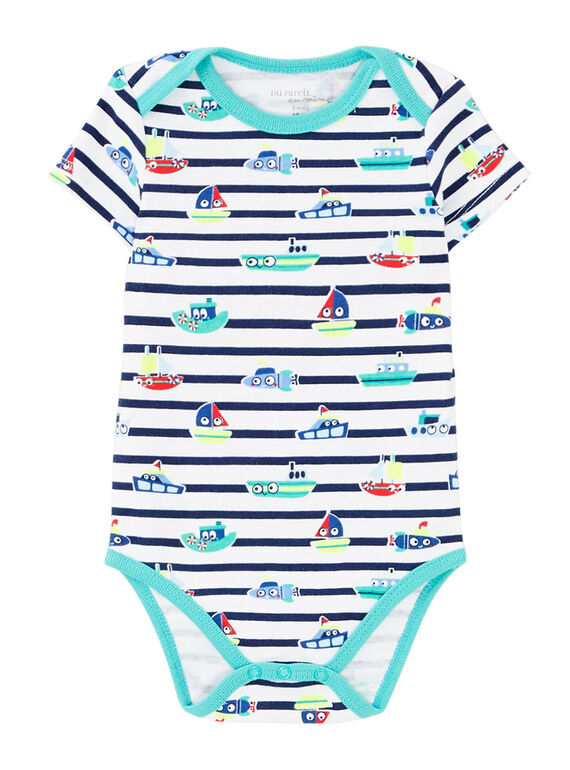 Body bébé garçon manches courtes rayé  JEGABODLEF / 20SH14V2BDL000