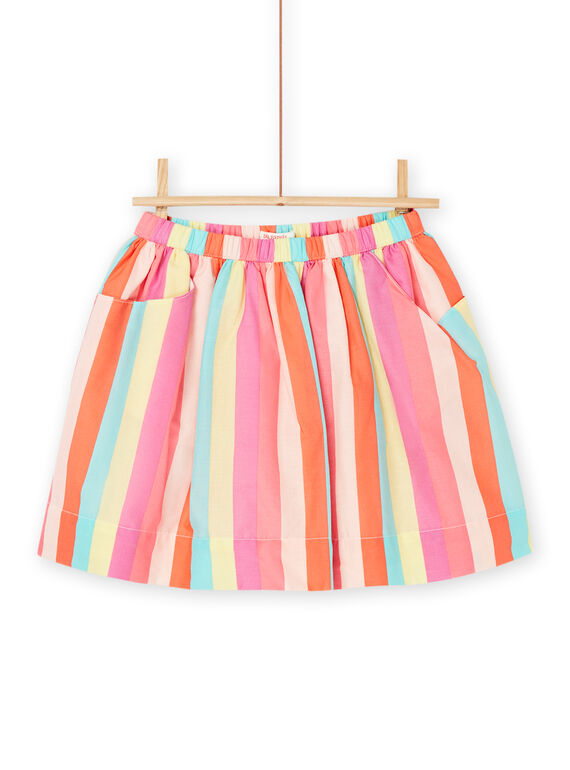 Jupe fluide orange et rose à imprimé à rayures RAPOPJUP / 23S901X1JUPB105