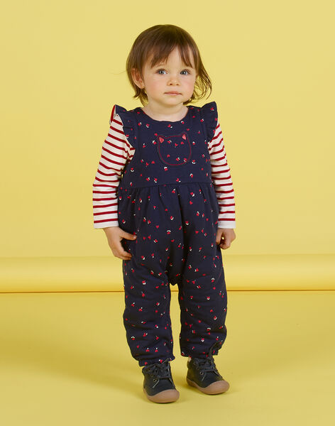 Combinaison réversible imprimé cœurs et rayures bébé fille MIMIXCOMB / 21WG09J1CBL070