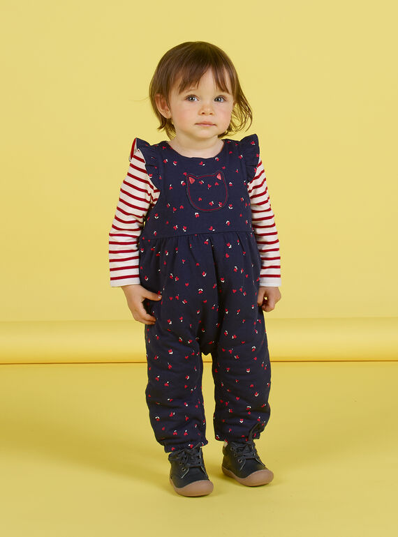 Combinaison réversible imprimé cœurs et rayures bébé fille MIMIXCOMB / 21WG09J1CBL070