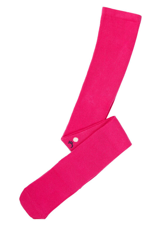 Collant en coton fille rose avec motif aux genoux JYAVICOL2 / 20SI01D2COLF507