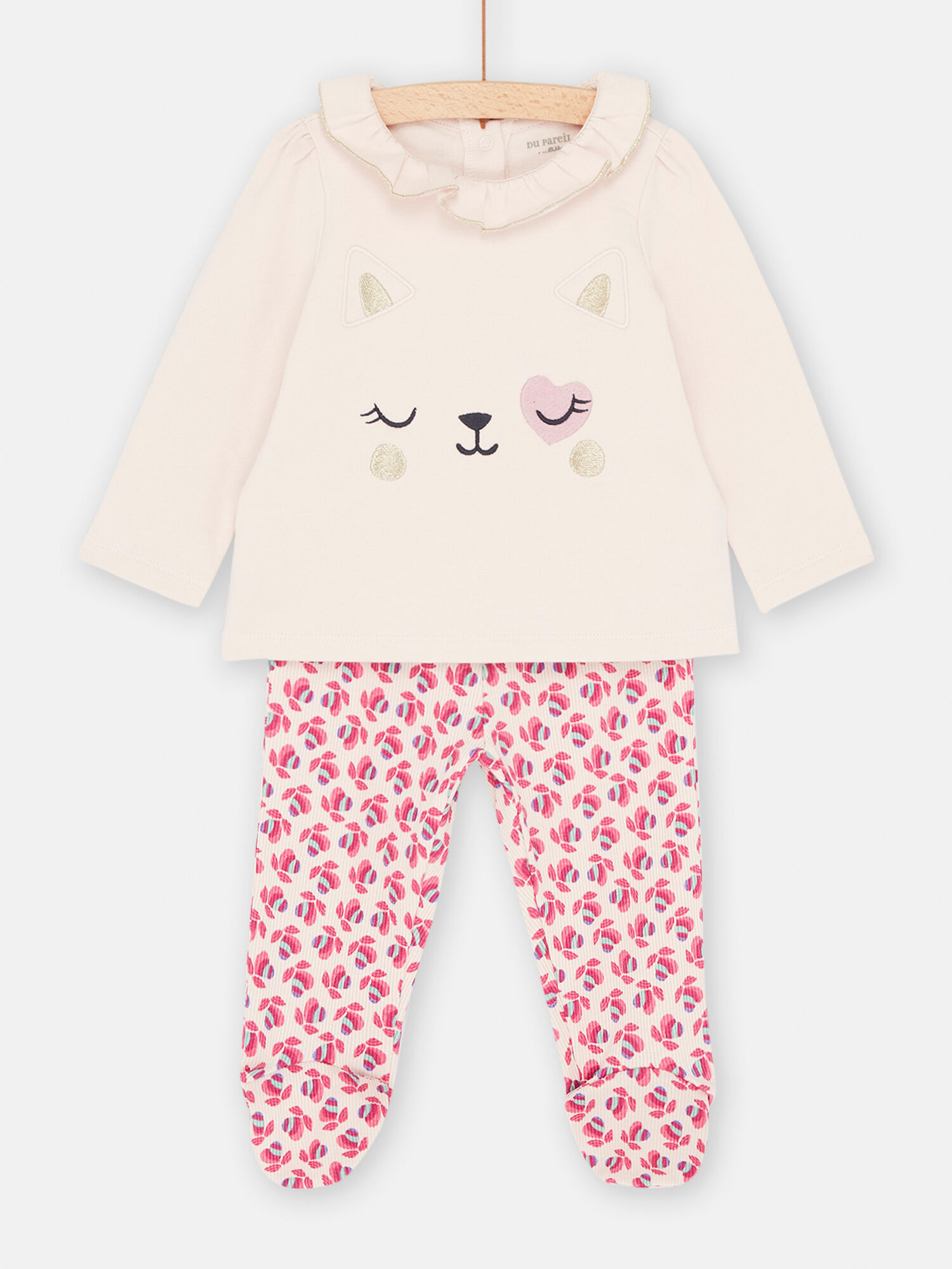 Pyjama rose clair motif chat fille