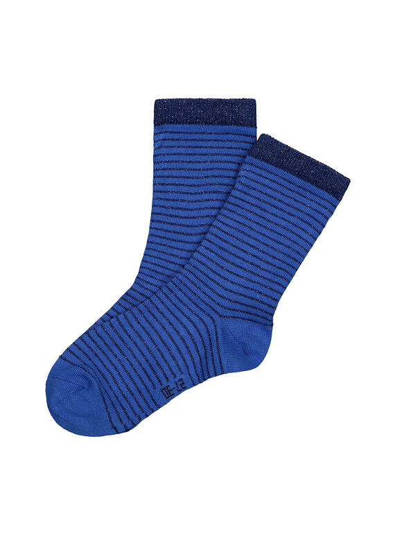 Chaussettes mi-hautes rayées fille FYAJOCHO3B / 19SI0133SOQ703