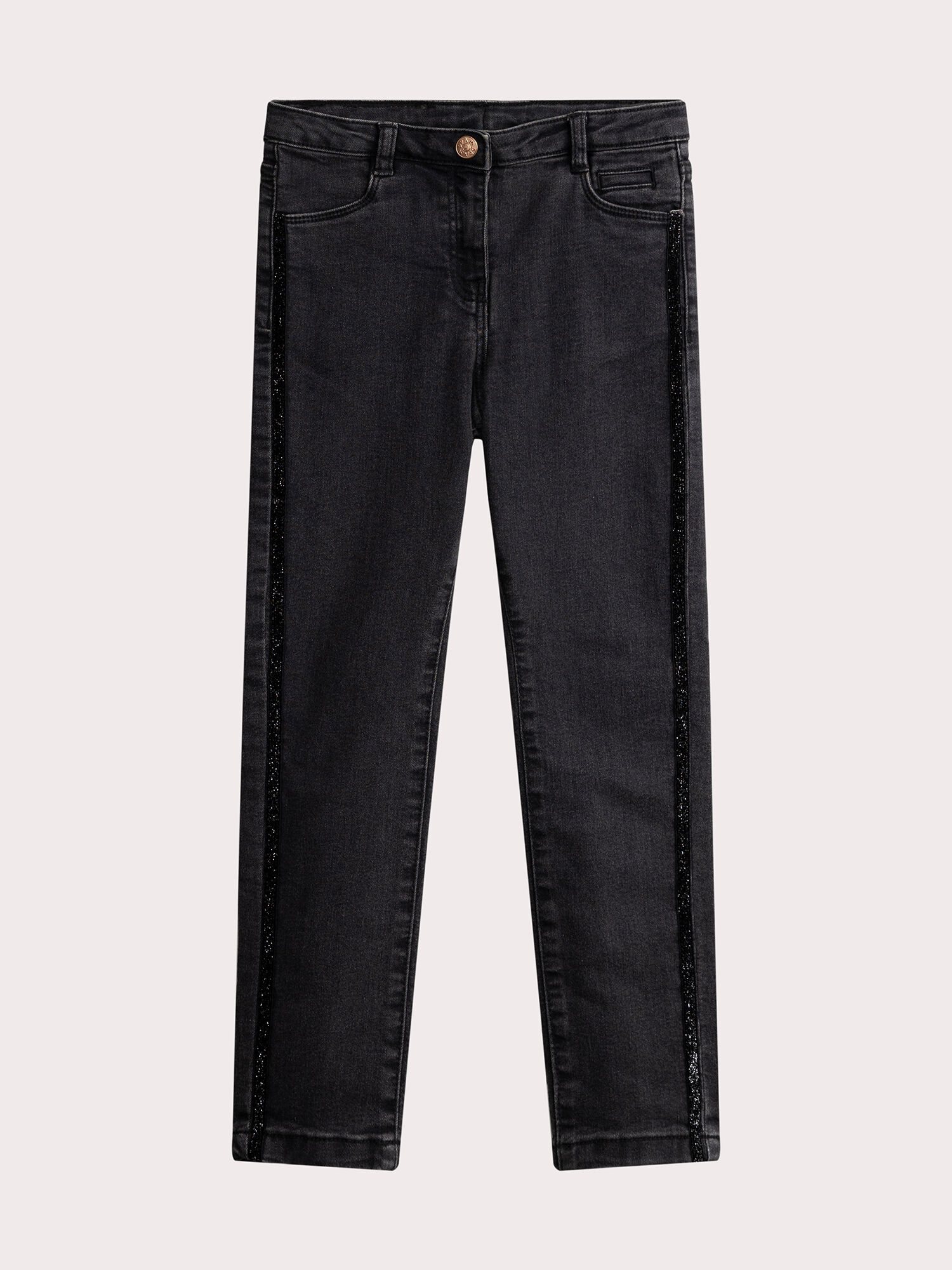 Jean denim noir avec details brillants pour fille Pantalon et Jeans DPAM