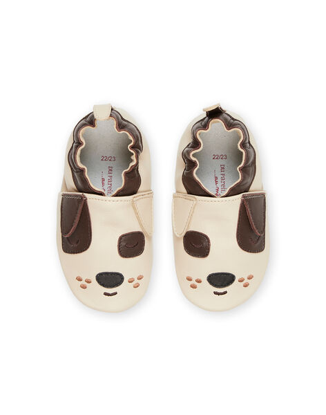 Chaussons en cuir beiges à motif chien RUCHOSDOG / 23KK3841D3S080