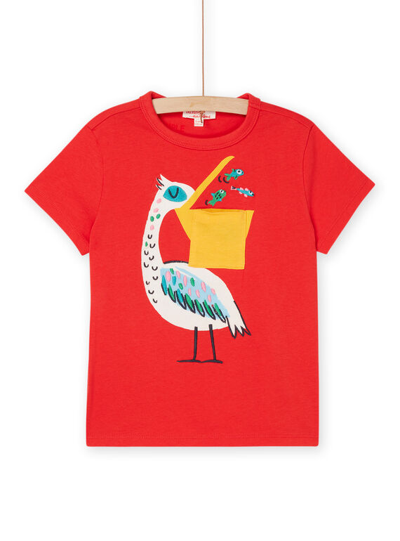 T-shirt rouge à animation pélican ROPOPTI5 / 23S902X3TMC502