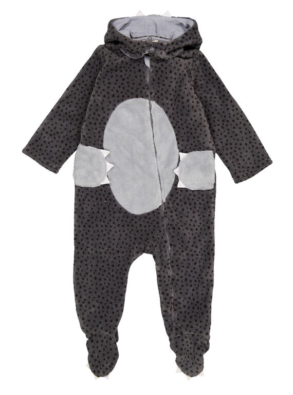 Surpyjama loup gris en soft boa layette garçon GEGASURPYJ / 19WH14N1SPY929