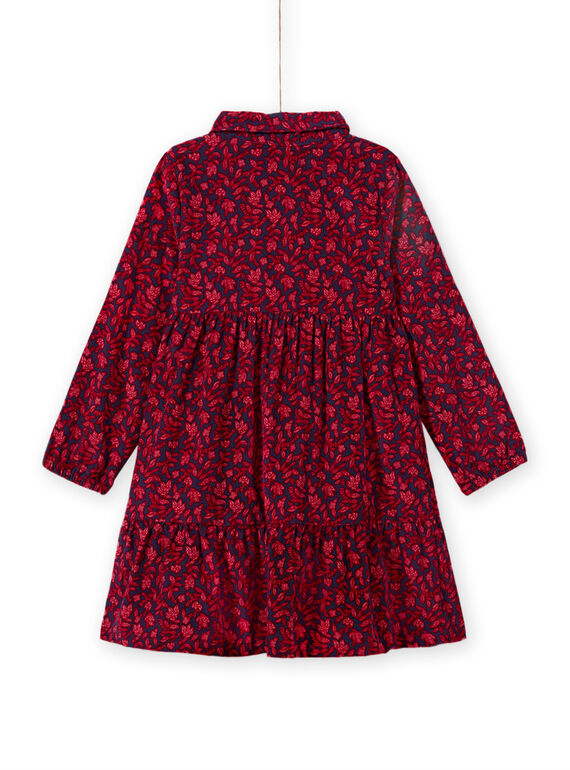 Robe bleue col chemise à imprimé fleuri enfant fille MAFUNROB3 / 21W901M2ROBH703