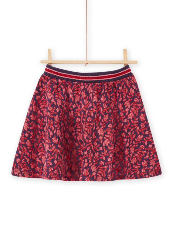 Jupe bleue imprimé fleuri enfant fille MAFUNJUP3 / 21W901M2JUPH703