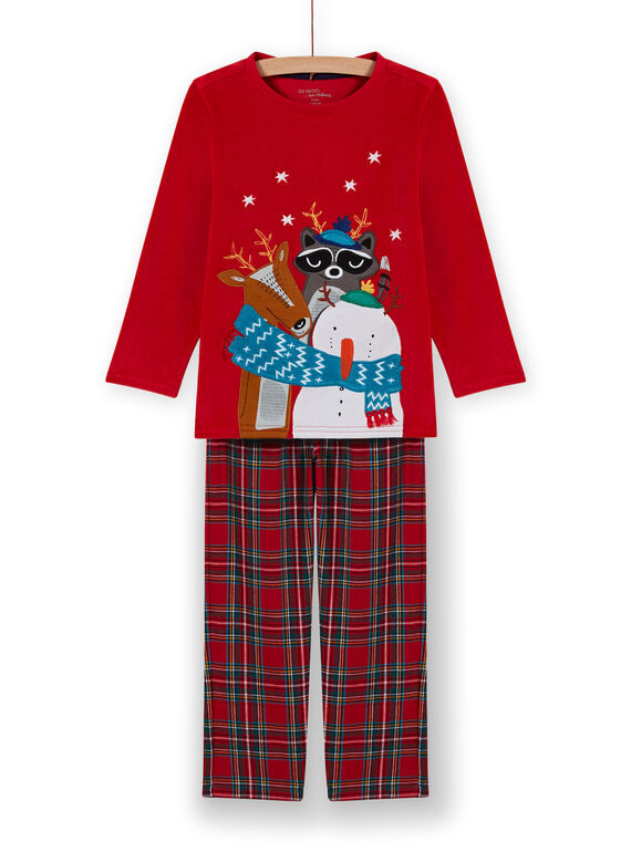 Ensemble pyjama de Noël rouge en velours, Garçon
