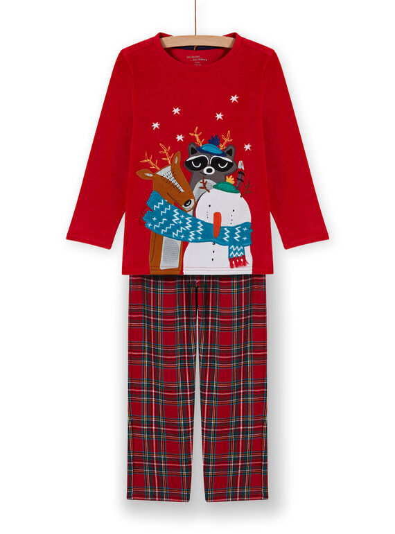 Ensemble pyjama rouge en velours motif Noël fantaisie enfant garçon MEGOPYJNOANI / 21WH12F1PYJ505