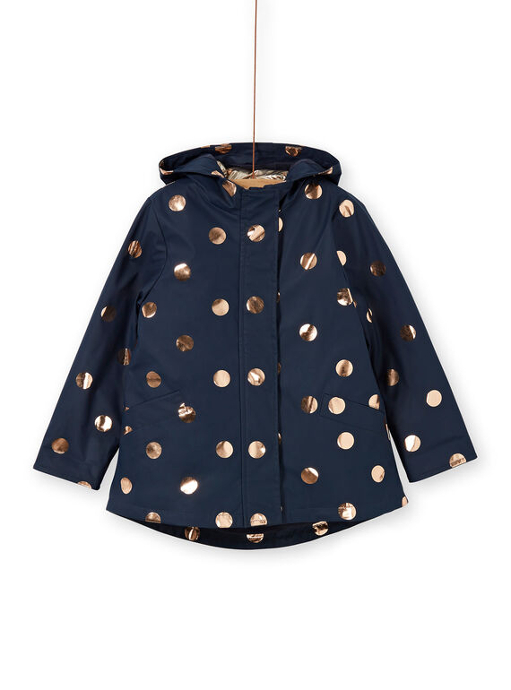 Imperméable bleu marine à pois dorés 3-en-1 enfant fille LAGOMIMPER / 21S901R1IMP070