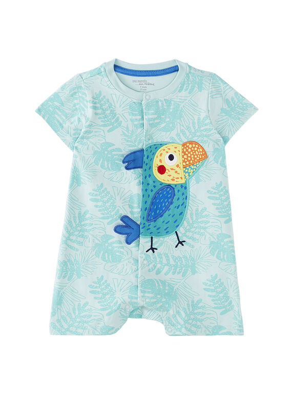 Grenouillère courte bébé garçon turquoise JEGAGRETOU / 20SH14U2GRE210