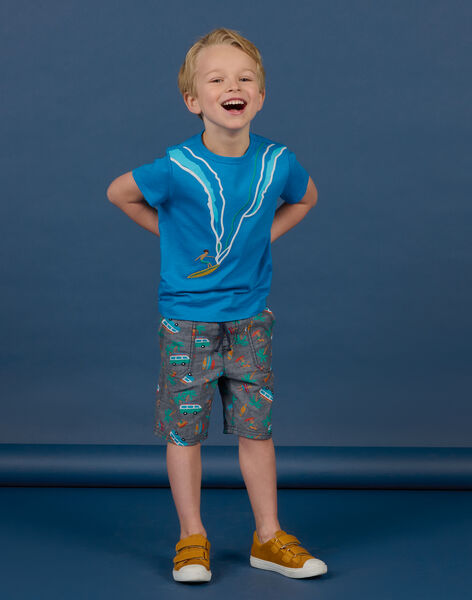 T-shirt manches courtes bleu à motif surfeur enfant garçon NOWATI2 / 22S902V6TMCC221