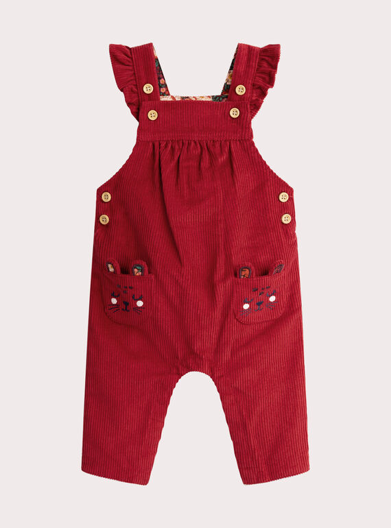 Salopette en velours rouge pour bébé fille VIKOSAL / 24WG0931CBL511
