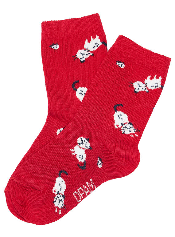 Chaussette bébé fille rouge motif chat JYIGRACHO / 20SI09E1SOQ050
