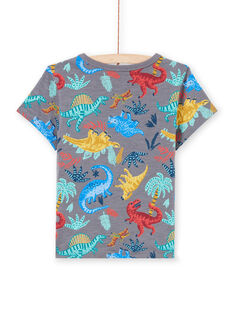 T-shirt gris chiné imprimé dinosaure enfant garçon MOPATI3 / 21W902H1TMCJ913
