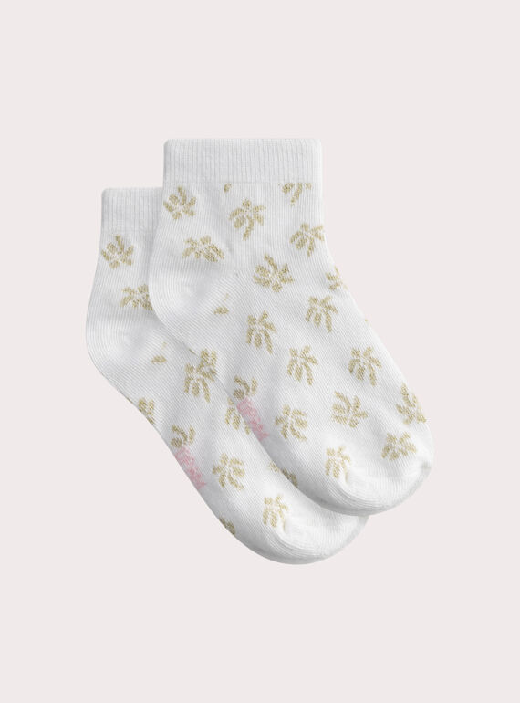 Socquettes écrues à motif palmiers pour fille WYABOCHO / 25SI01M4SOQ001
