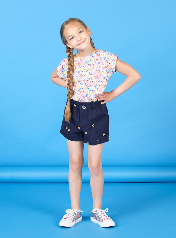 Short imprimé fleuri enfant fille LAHASHORT / 21S901X1SHO070
