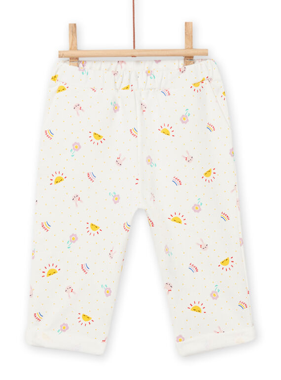 Jogging écru à pois et imprimé fantaisie bébé fille NILUBAJOG / 22SG09P1JGB001
