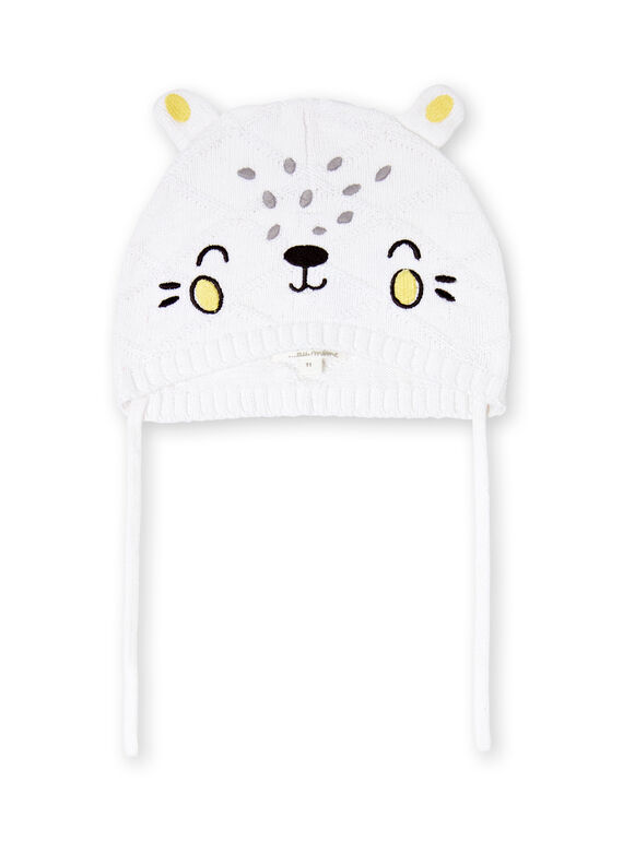 Bonnet blanc en maille motif léopard LOU1BON3 / 21SF42H2BON000
