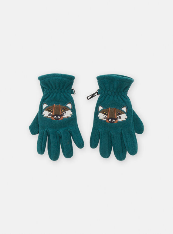 Gants en polaire motif loup pour garçon : - Bonnet, Echarpe, Gants