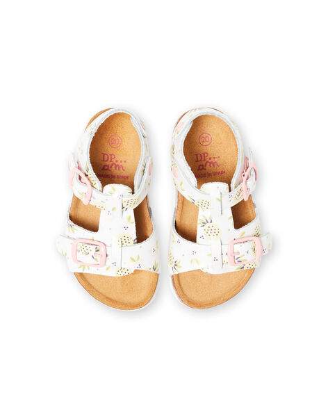 Sandales blanches à boucles à imprimé ananas bébé fille LBFNUANAS / 21KK3751D0E000