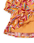 Robe fluide à volants et imprimé feuille multicolore PAMOROB1 / 22W901N1ROBB107