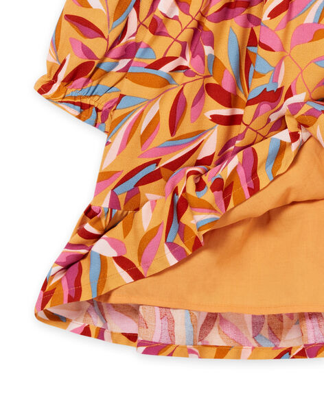 Robe fluide à volants et imprimé feuille multicolore PAMOROB1 / 22W901N1ROBB107