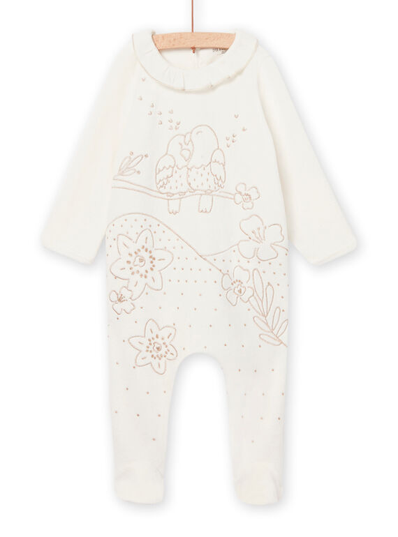 Grenouillère velours motifs fantaisie doré bébé fille NEFIGREPER / 22SH13E3GRE001