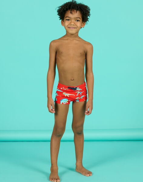 Maillot de bain rouge orangé à imprimé dinosaures enfant garçon NYOMERSHODIN / 22SI02L4MAIF527