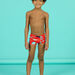 Maillot de bain rouge orangé à imprimé dinosaures enfant garçon