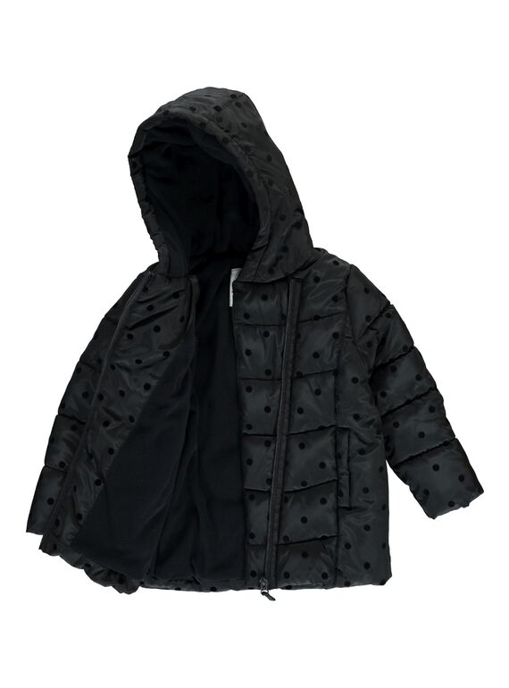 Doudoune noire à capuche fille DALONDOU2 / 18W901E2D3E090