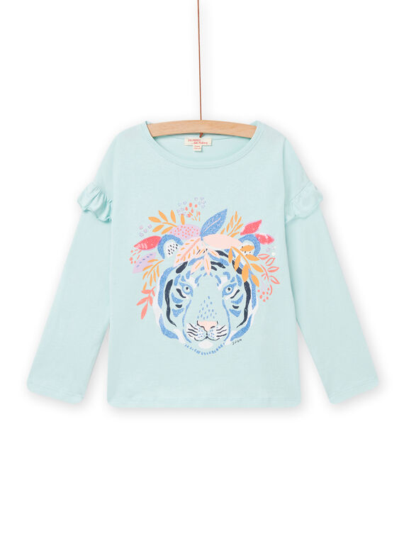T-shirt manches longues vert d'eau enfant fille NAMOTEE2 / 22S901N1TML614