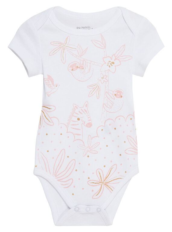 Body bébé fille manches courtes blanc JEFIBODJUN2 / 20SH13V6BDL000