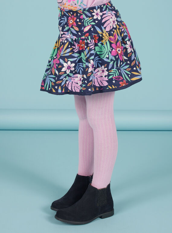 Jupe réversible bleu nuit imprimé fleuri enfant fille MAPLAJUP1 / 21W901O1JUPC202