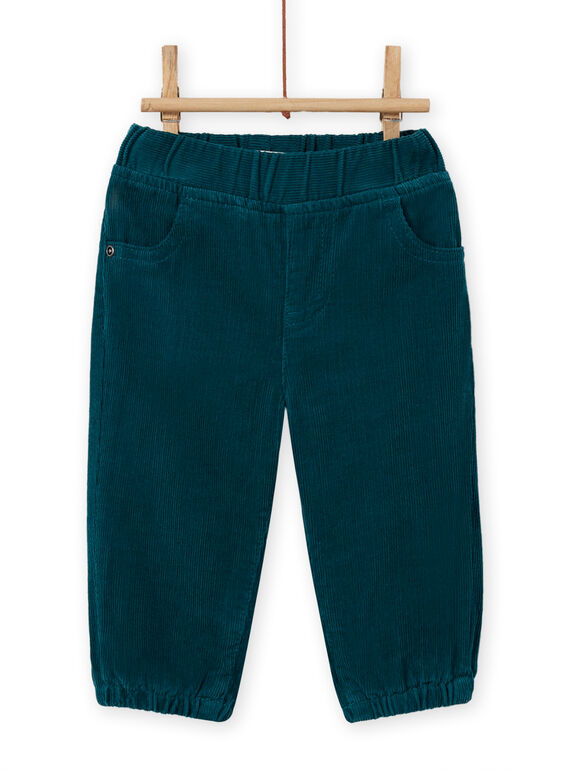 Pantalon bleu canard en velours côtelé bébé garçon MUJOPAN1 / 21WG1011PAN714