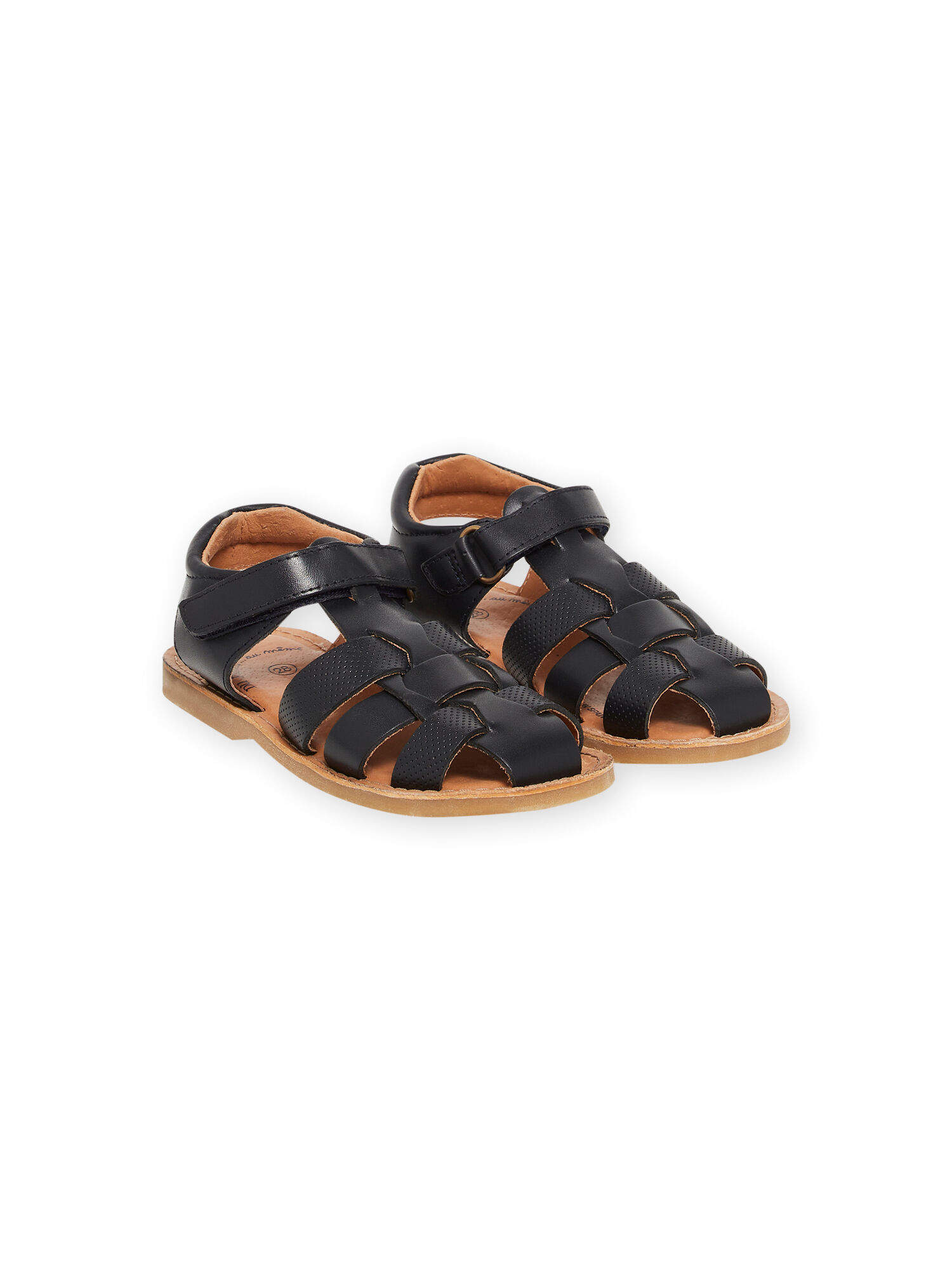 Sandales en cuir bleu marine enfant garcon Nu pieds Sandale DPAM