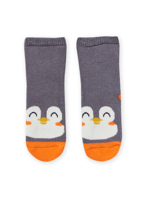 Chaussettes gris à motif pingouin bébé garçon MYUJOCHOB3 / 21WI1015SOQJ918