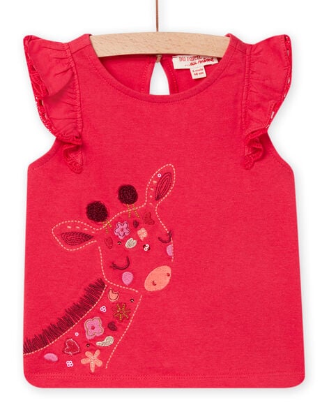T-shirt rose avec animation girafe bébé fille NIFLATI / 22SG09R1TMCF510