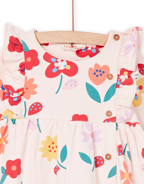 Robe et legging rose dragée à imprimé fleurs RINAUENS / 23SG09N1ENSD310