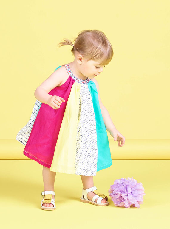 Robe patchwork colorée bébé fille JIMARROB2 / 20SG09P2ROB000