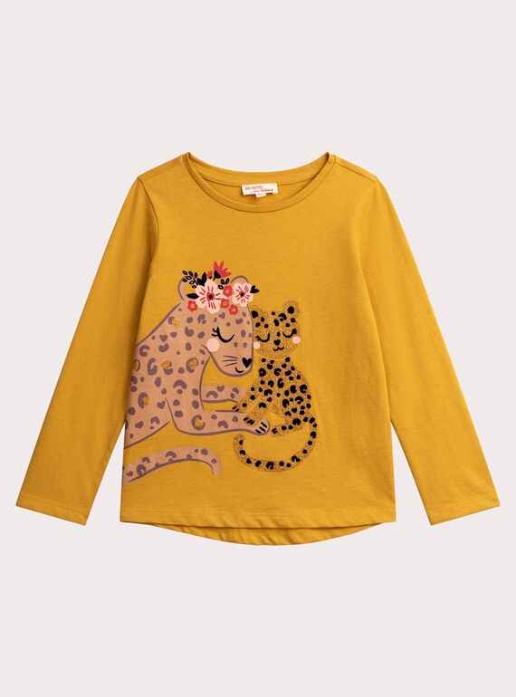 T-shirt animation léopard avec paillettes pour fille VABATEE1 / 24W901Q2TMLB106