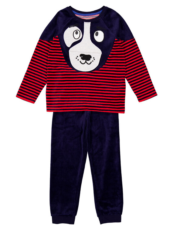Pyjama bleu et rouge en velours enfant garçon GEGOPYJBOU / 19WH12N5PYJ505