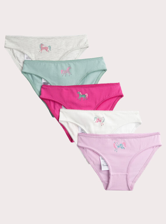 Lot de 5 culottes à motif licorne pour fille VEFALOTSEM2 / 24WH1185D5L001