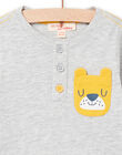 T-shirt uni gris chiné animation chien bébé garçon NUJOTUN4 / 22SG1071TML943