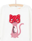 T-shirt manches longues écru à animation chat masqué enfant fille MAFUNTEE2 / 21W901M2TML001