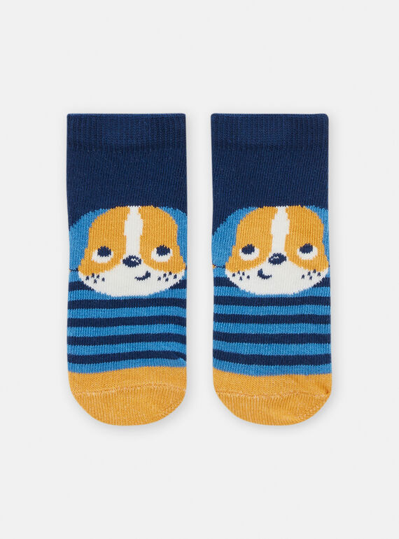 Chaussettes rayées à motif chien pour bébé garçon TYUJOCHO1 / 24SI1085SOQC214