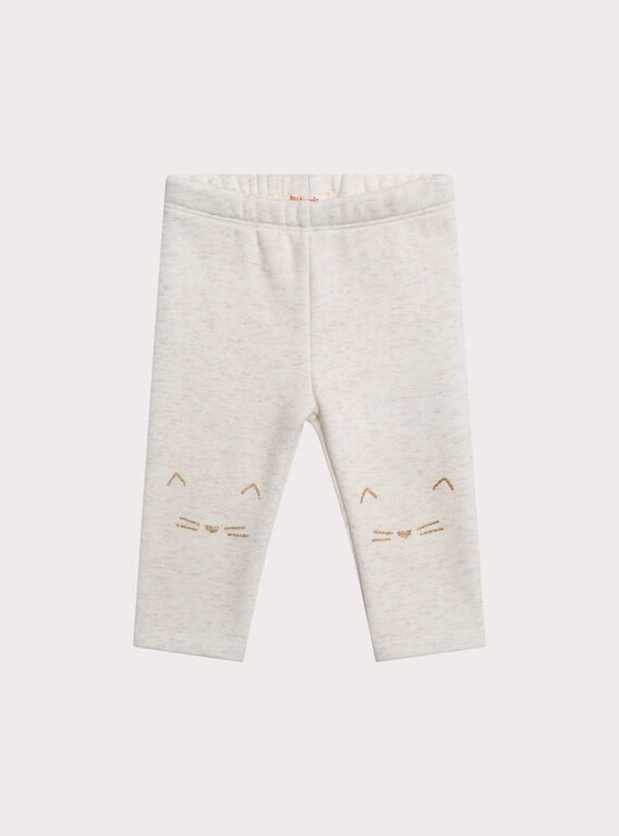 Pantalon beige chiné pour bébé fille XICOPAN1 / 25WG09O1PANA011